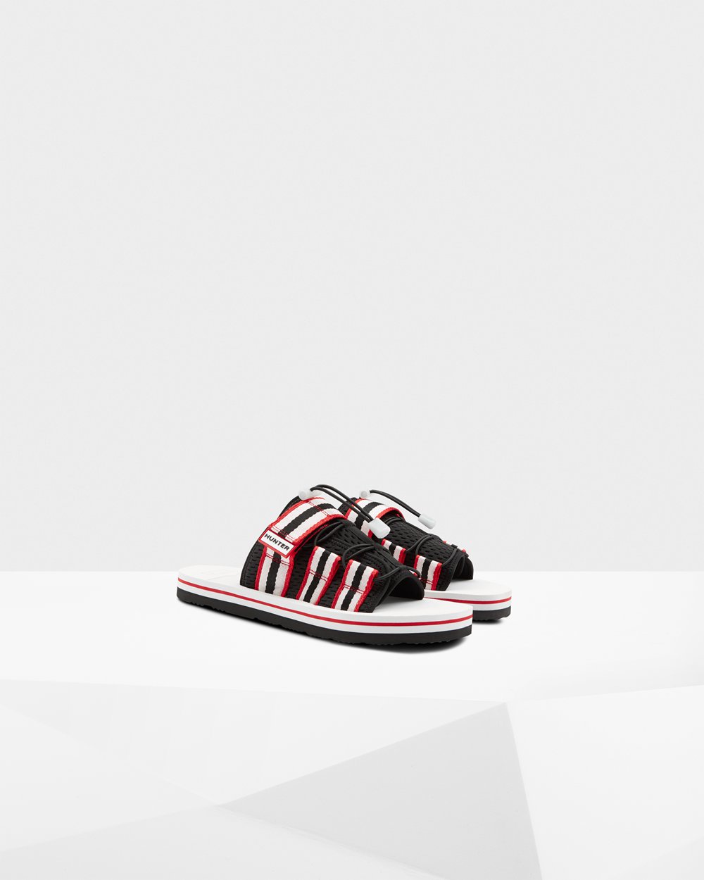 Mens Hunter Slides Black/White/Red - Original Beach - 0814967-OW